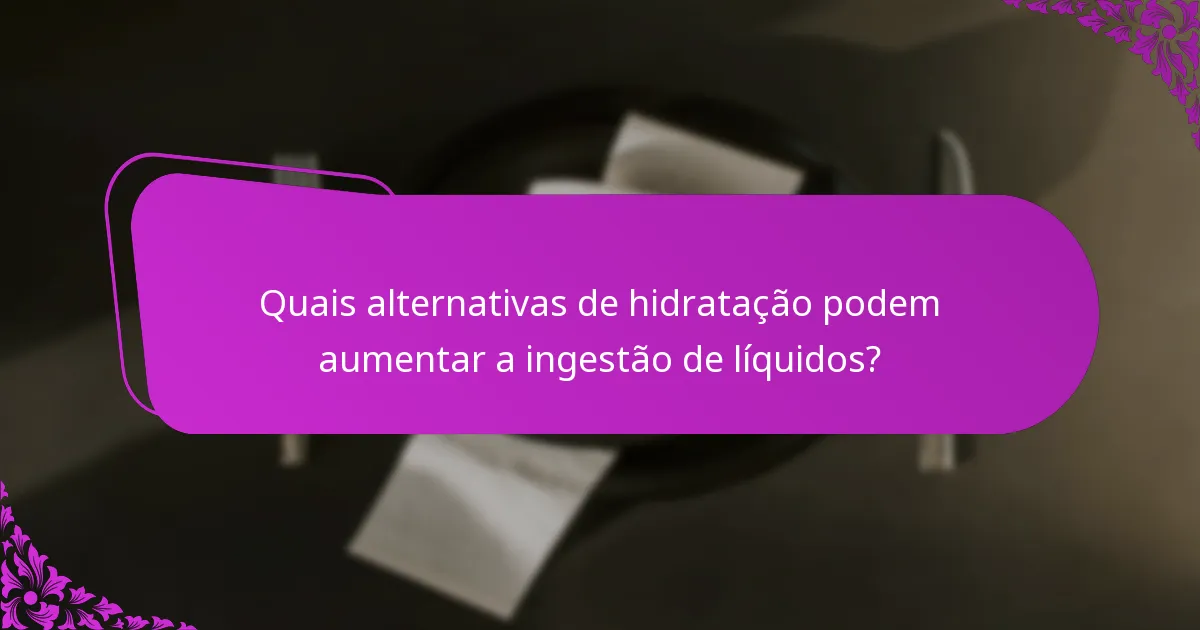 Quais alternativas de hidratação podem aumentar a ingestão de líquidos?
