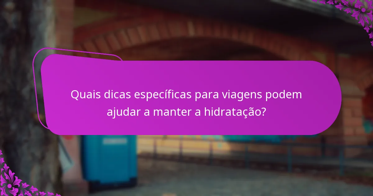 Quais dicas específicas para viagens podem ajudar a manter a hidratação?
