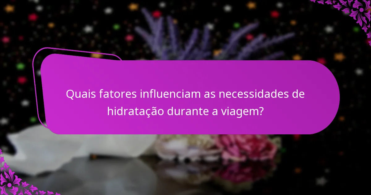 Quais fatores influenciam as necessidades de hidratação durante a viagem?