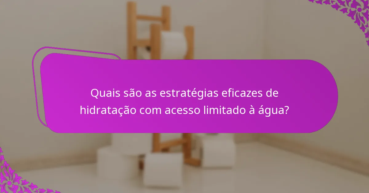 Quais são as estratégias eficazes de hidratação com acesso limitado à água?