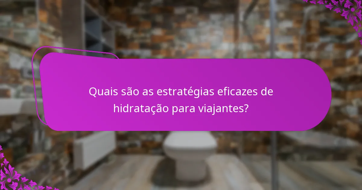 Quais são as estratégias eficazes de hidratação para viajantes?