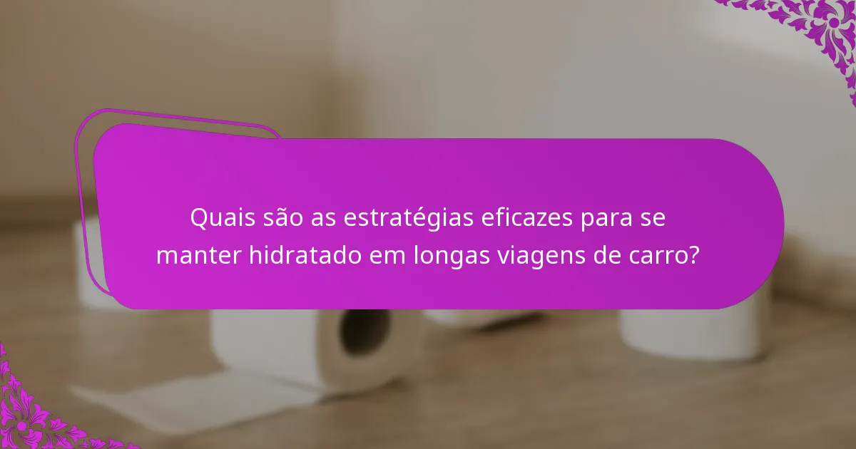 Quais são as estratégias eficazes para se manter hidratado em longas viagens de carro?
