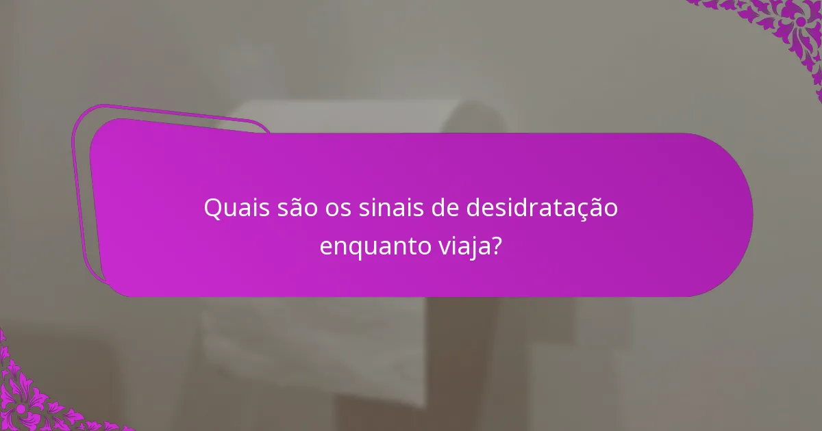Quais são os sinais de desidratação enquanto viaja?